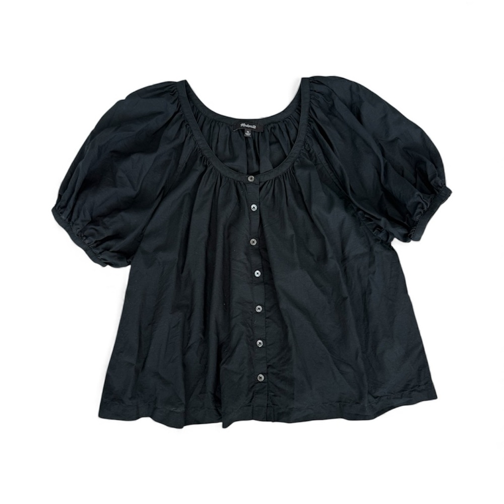 Madewell Black Puff Sleeve A-Line Top - Picture 5 of 8